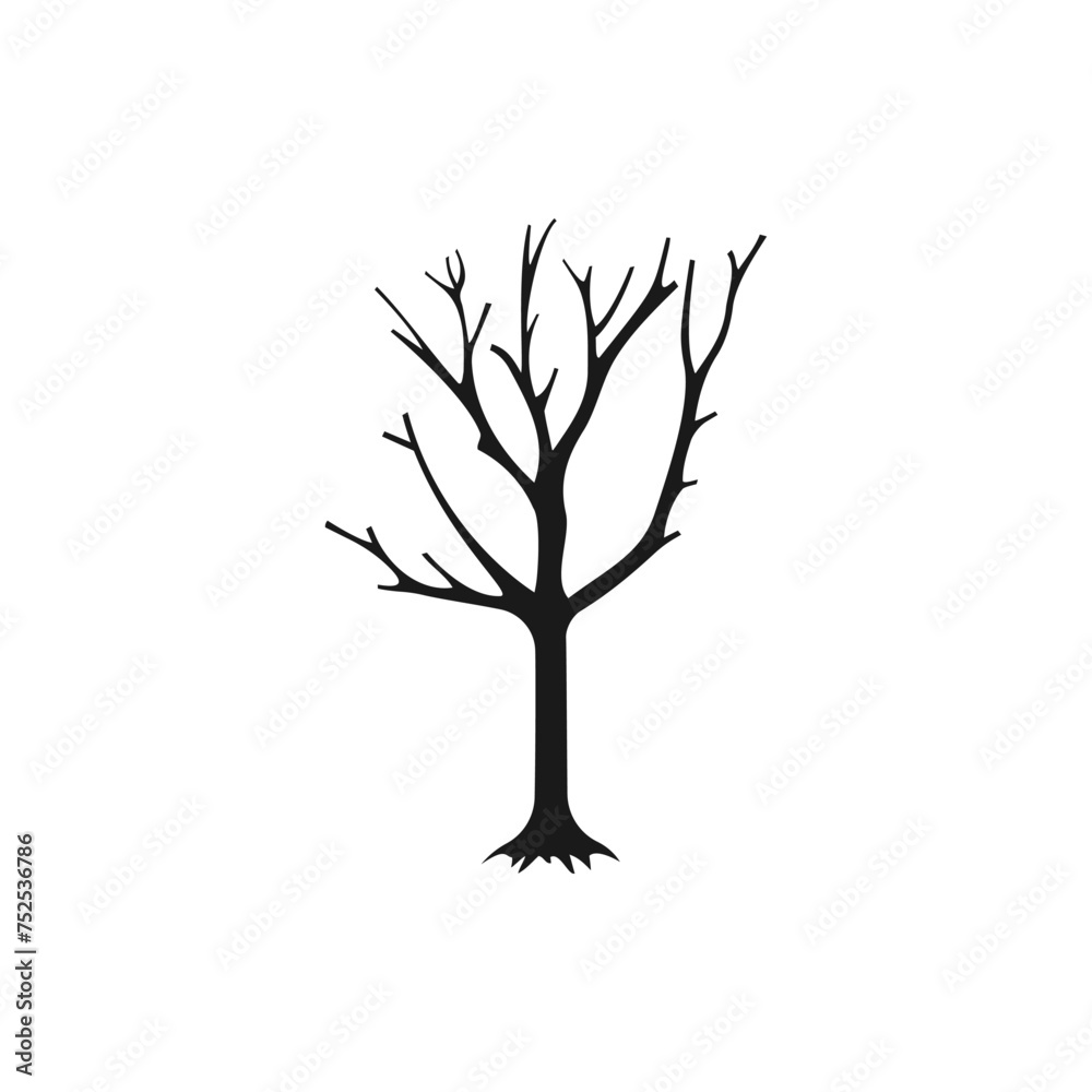 Dead tree. Leafless plant icon flat style isolated on white background. Vector illustration