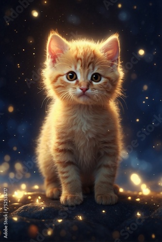 Cute Zodiac Kitten in Darkness