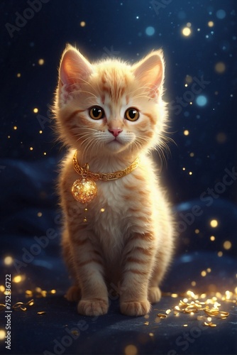 Cute Zodiac Kitten in Darkness