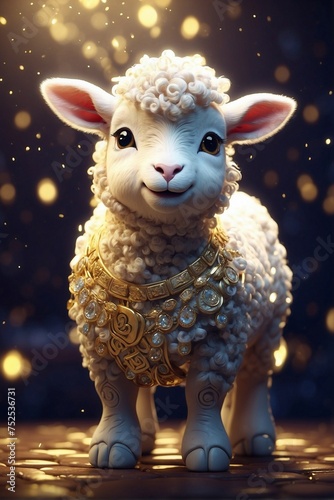 Cute Zodiac Lamb in Darkness