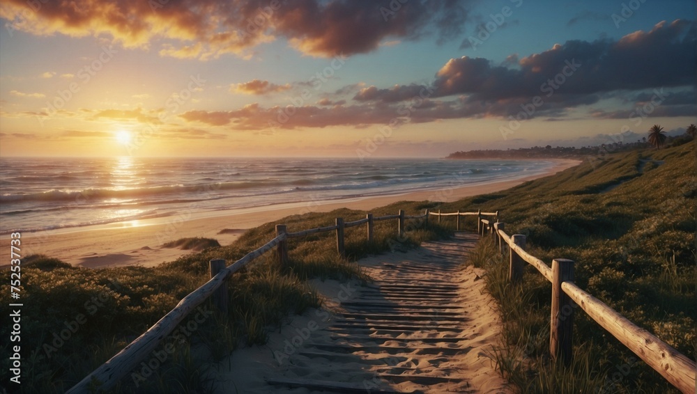 Fototapeta premium Path to the sunset beach