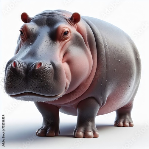 hippopotamus  on white background 