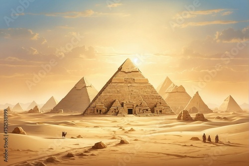 Pyramids in the desert  Ancient grandeur.