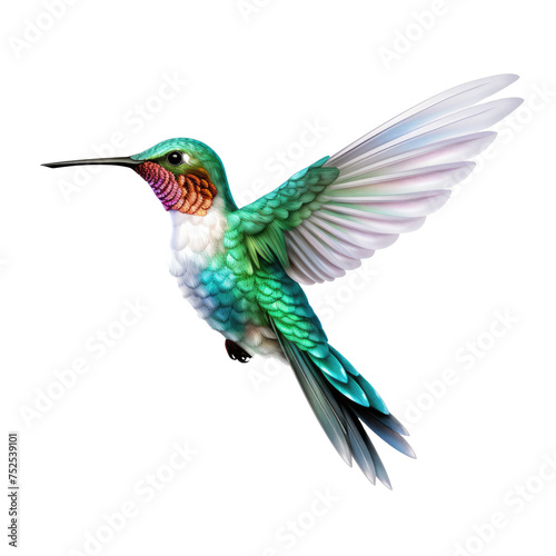 Hummingbird isolated on transparent a white background