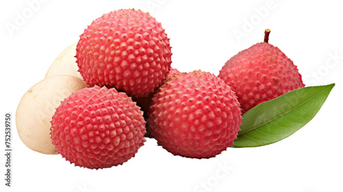 Lychee fruit isolated on transparent a white background 