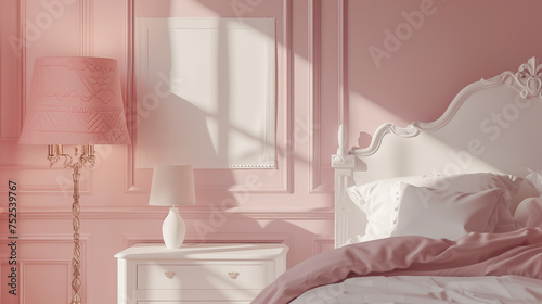 mockup painting in a children's room with a pink interior