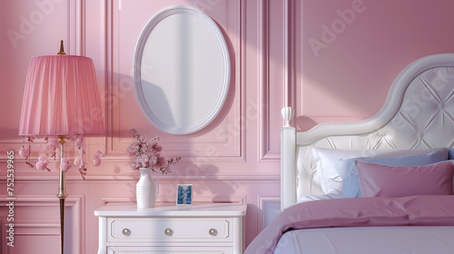 mockup painting in a children's room with a pink interior