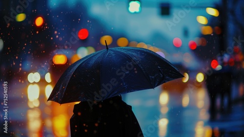 Wallpaper Mural lonely man under an umbrella in the rain in a big city, the atmosphere of rain and sadness with hopes Torontodigital.ca