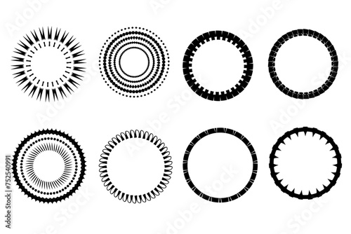 Vintage round border celtic circle frames. Circular magical patterns vector set. Geometric circle shapes, borders, frames, logos. Line and silhouette vector illustration design