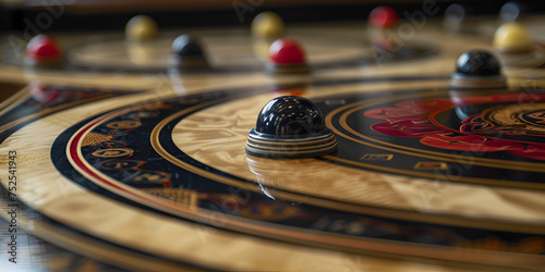 close up of  Carrom board blur and dark background photo