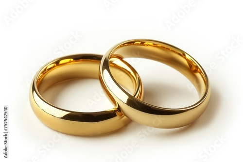 Golden wedding rings Symbolizing love and commitment Isolated for emphasis