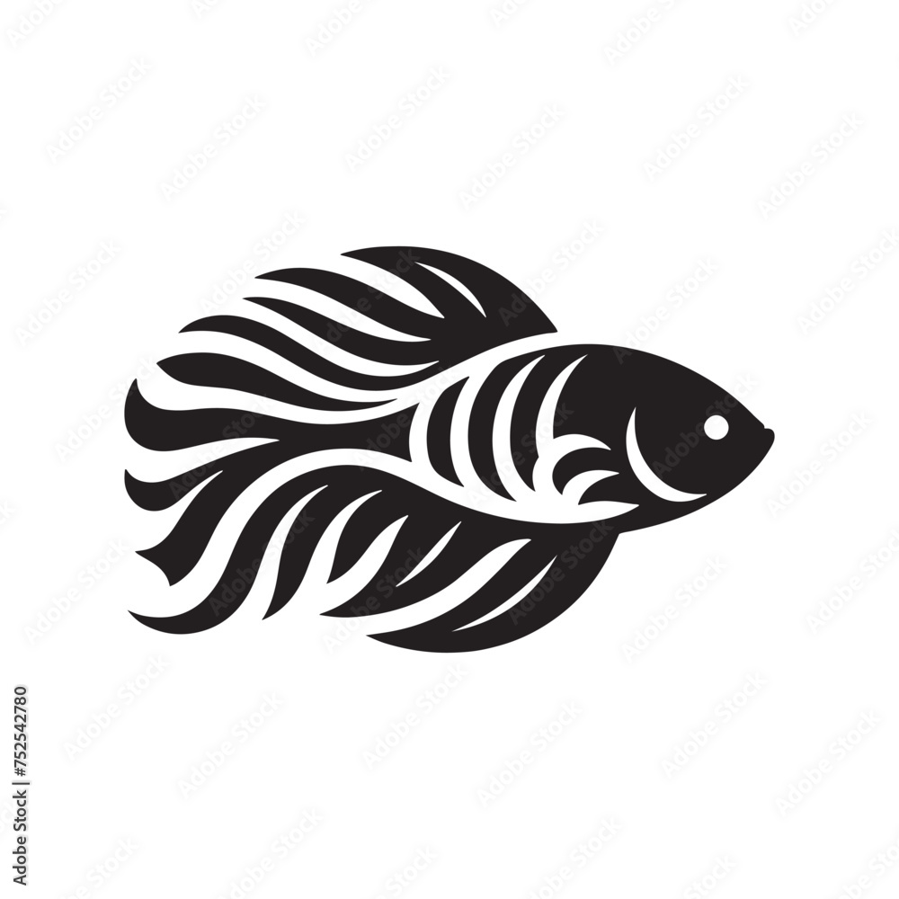 Fluid Grace: Vector Fish Silhouette - Capturing the Elegance and Fluidity of Nature's Aquatic Dwellers. Minimalist black fish illustration. Fluid Grace: Vector Fish Silhouette - Capturing the Elegance and Fluidity of Nature's Aquatic Dwellers. Minimalist black fish illustration.