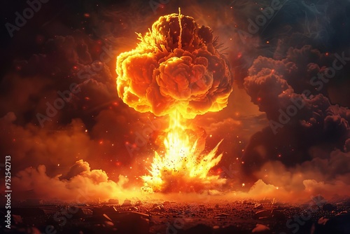 Nuclear explosion illustrations Showcasing the powerful force of atomic energy