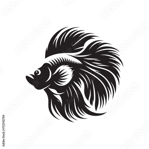 Fluid Grace: Vector Fish Silhouette - Capturing the Elegance and Fluidity of Nature's Aquatic Dwellers. Minimalist black fish illustration.