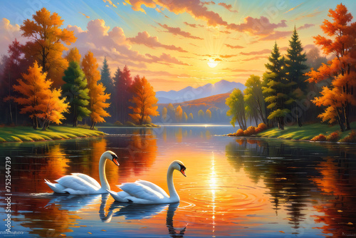 swans in the lake created with generative AI software