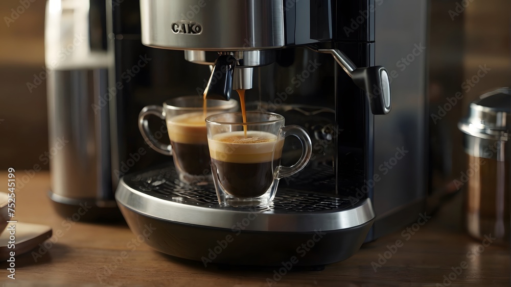 espresso machine pouring espresso coffee, ai generated espresso machine pouring espresso coffee, ai generated