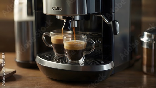 espresso machine pouring espresso coffee, ai generated