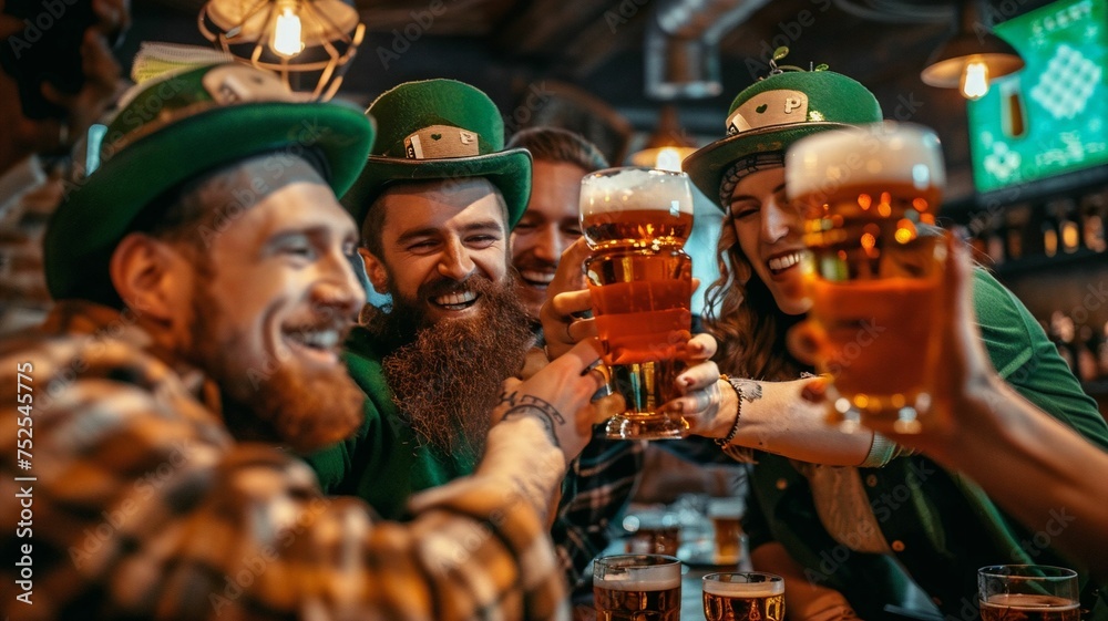 Naklejka premium men celebrates St. Patrick's Day at bar