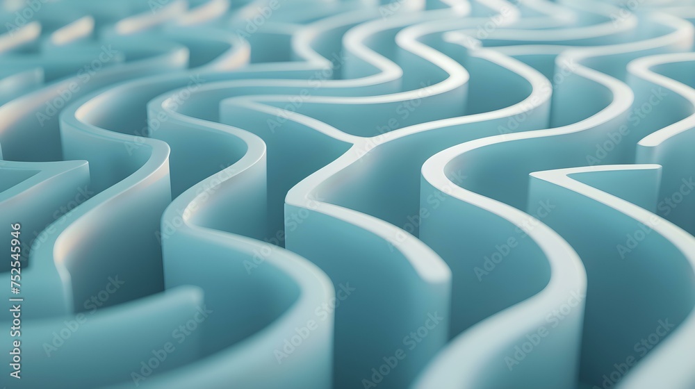 Abstract Background of a curved Maze in light blue Colors. 3D Render Abstract Background of a curved Maze in light blue Colors. 3D Render