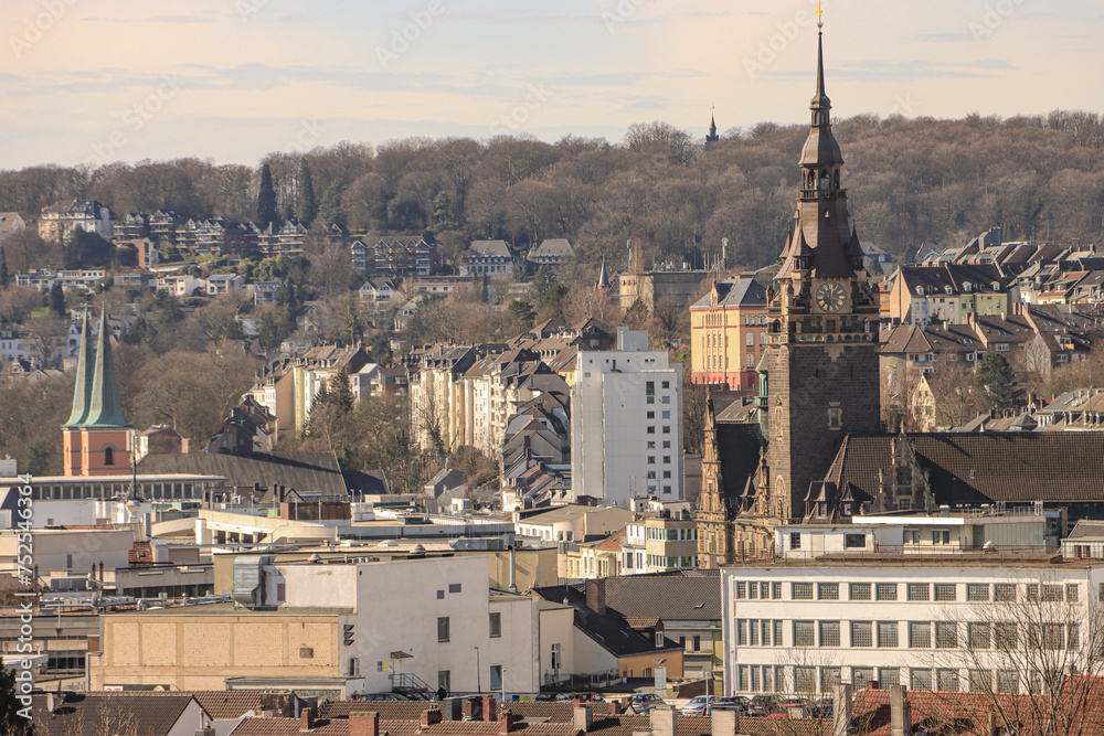 Wuppertaler Teilansicht; Blick von der Hardt auf das Elberfelder Zentrum