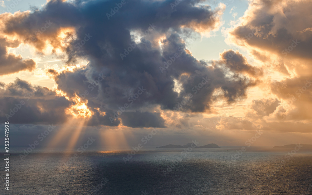 Sunset scene at Valentia Island on Ring of Kerry in Ireland, Wild Atlantic Way