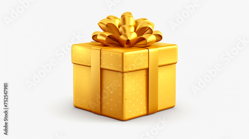 3d render of a gold gift box with bow