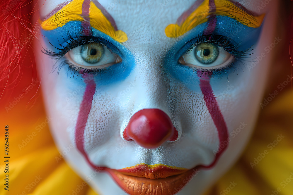 Close-Up of a Person With Clown Makeup Close-Up of a Person With Clown Makeup