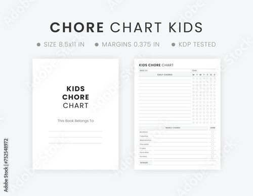 Chore Chart Printable for Kids | Editable Kids Daily Weekly Responsibility Chart | Kids Daily Routine Checklist Template