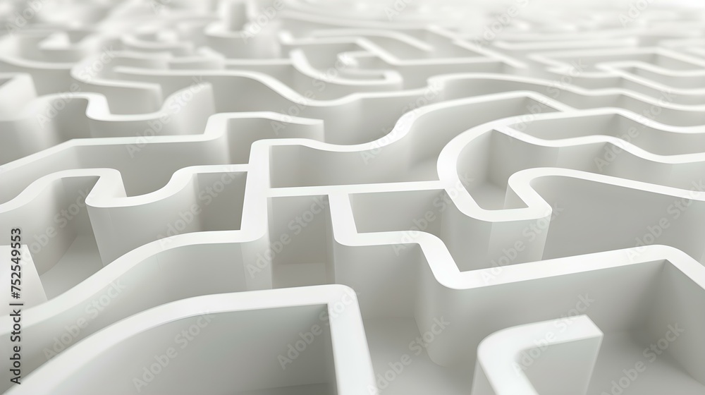 Obraz premium Abstract Background of a curved Maze in white Colors. 3D Render