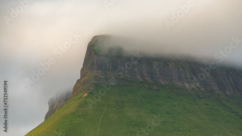 Obraz na płótnie Benbulbin hill in the clouds and fog in Sligo Ireland w salonie