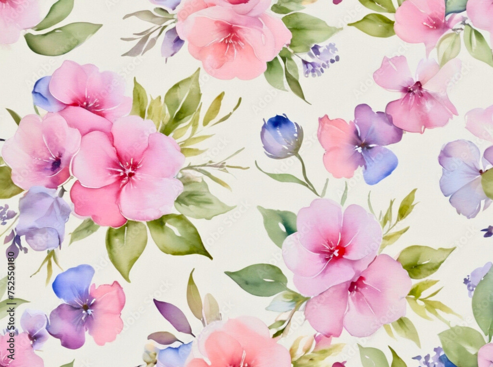 seamless pattern with pink flowers, spring 