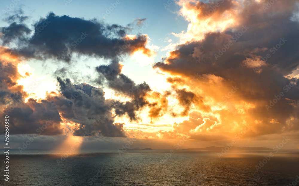 Sunset scene at Valentia Island on Ring of Kerry in Ireland, Wild Atlantic Way