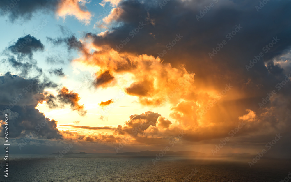 Sunset scene at Valentia Island on Ring of Kerry in Ireland, Wild Atlantic Way