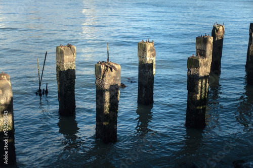 Old pier in the San Francisco Bay by the embarcadero