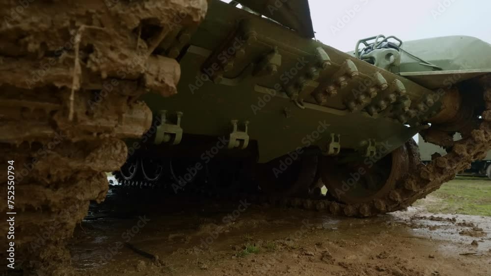 Tank caterpillar in mud. Combat military tank Tank caterpillar in mud. Combat military tank