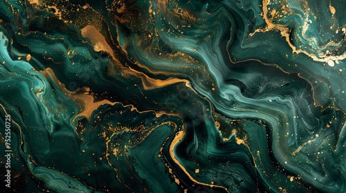 An exquisite background featuring a green and gold abstract texture reminiscent of marble patterns