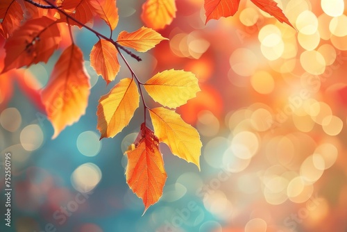Abstract autumn background with vibrant leaves and soft focus