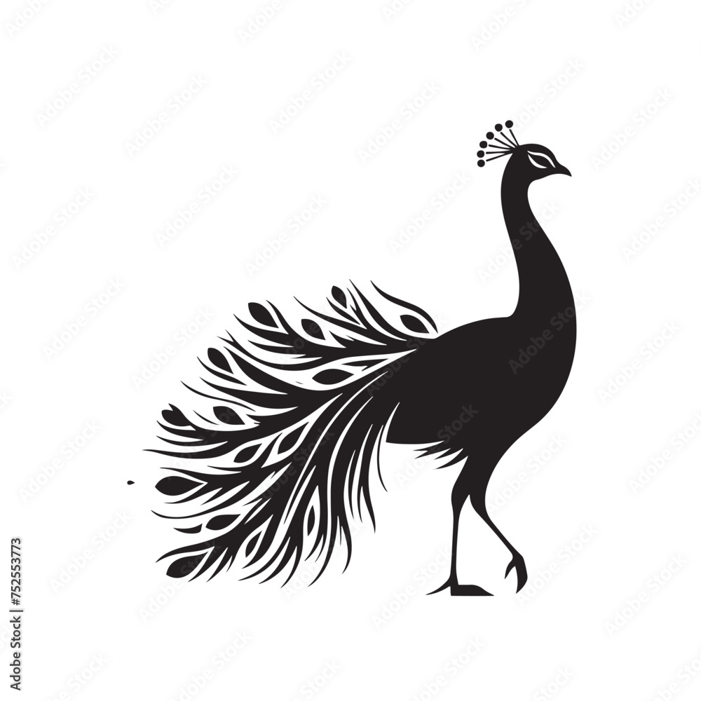 Night's Majesty: Black Vector Peacock Silhouette - Capturing the Elegance and Splendor of Nature's Enigmatic Avian Display. Minimalist Peacock illustration. Night's Majesty: Black Vector Peacock Silhouette - Capturing the Elegance and Splendor of Nature's Enigmatic Avian Display. Minimalist Peacock illustration.