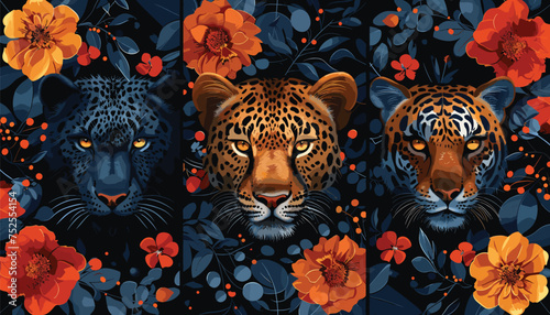 Floral Animal Prints, animal print, floral fusion, wildlife inspired patterns vector illustration background