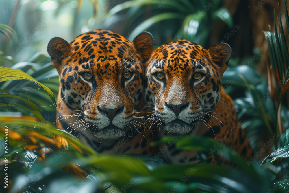 Fototapeta premium Guardians of biodiversity rescuing endangered species and preserving habitats threatened by human activities. Concept of wildlife conservation. Generative Ai.