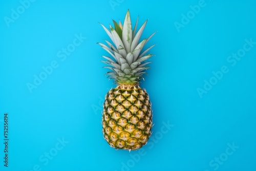 Vibrant Pineapple on a Blue Background - Tropical Summer Concept