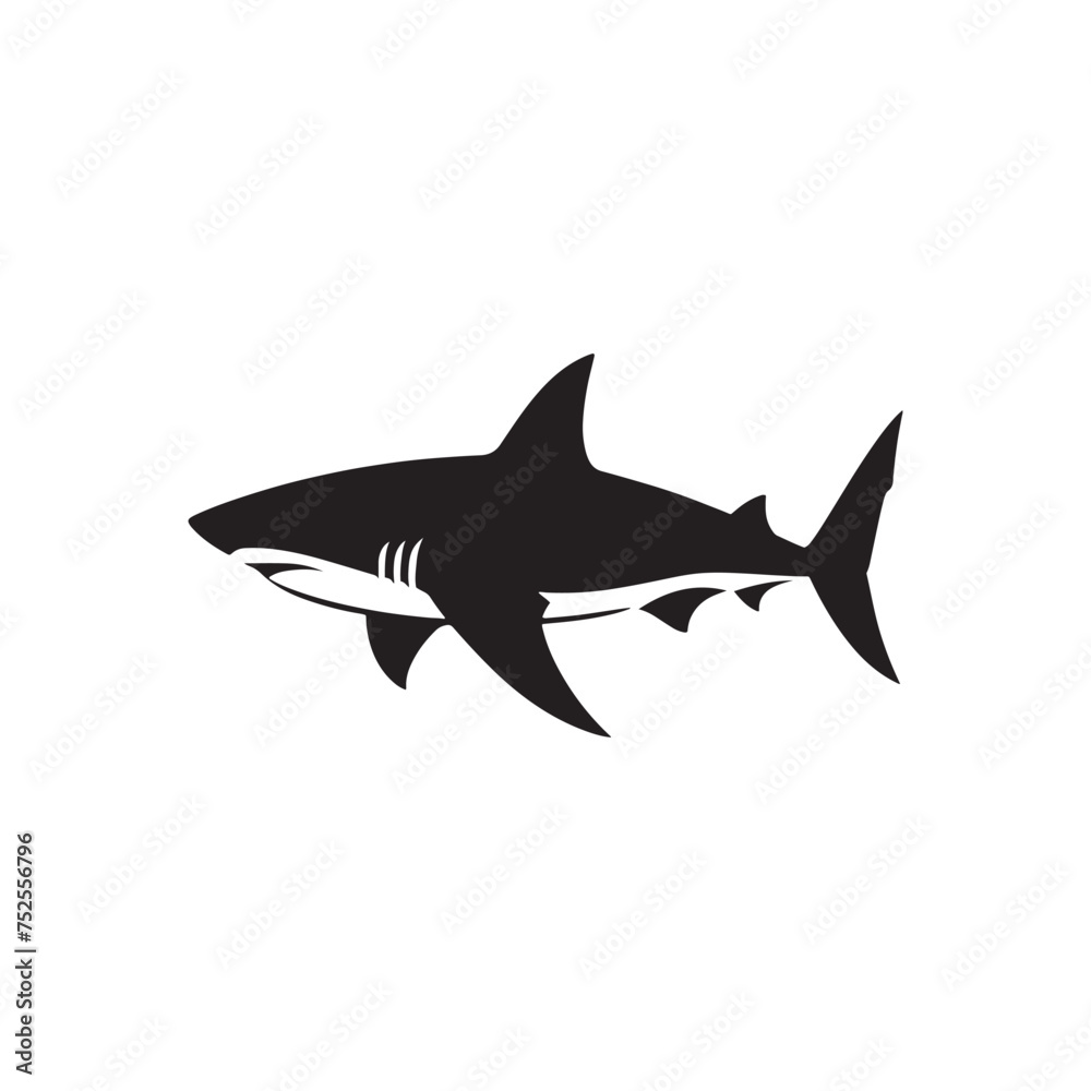 Silent Shadows: Black Vector Shark Silhouette - Capturing the Stealth and Majesty of Nature's Oceanic Apex Predator. Minimalist Shark illustration. Silent Shadows: Black Vector Shark Silhouette - Capturing the Stealth and Majesty of Nature's Oceanic Apex Predator. Minimalist Shark illustration.