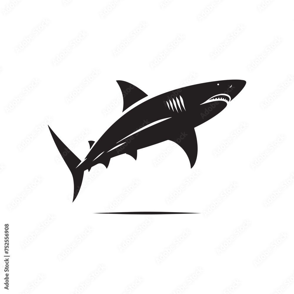 Silent Shadows: Black Vector Shark Silhouette - Capturing the Stealth and Majesty of Nature's Oceanic Apex Predator. Minimalist Shark illustration. Silent Shadows: Black Vector Shark Silhouette - Capturing the Stealth and Majesty of Nature's Oceanic Apex Predator. Minimalist Shark illustration.