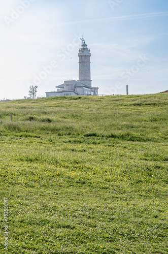 Landscape with the Cabo Mayor lighthouse in the background, Santander, Spain © vli86