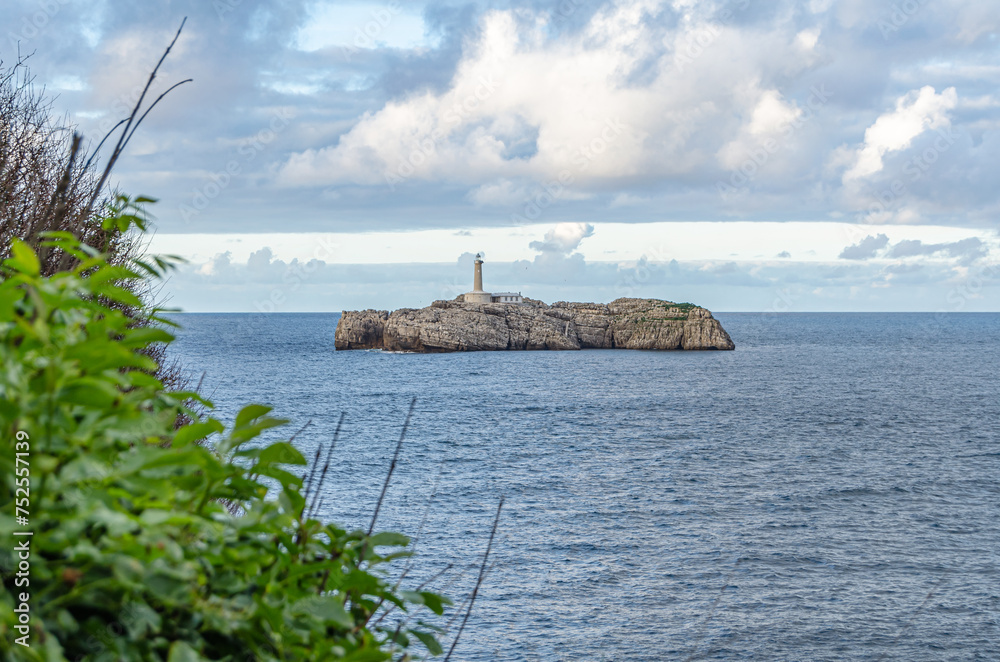 Fototapeta premium View of Mouro Island and its lighthouse, Santander, Spain