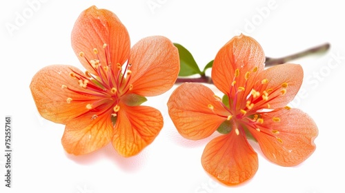 Tangerine flowers isolated on a white background, captured in macro detail