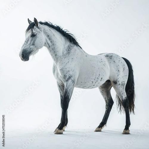 white horse on a white background 