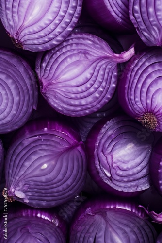 Textured Close-Up of Sliced Purple Onions