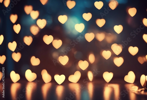 Galand of heart shaped lights with bokeh background Saint valentine background photo