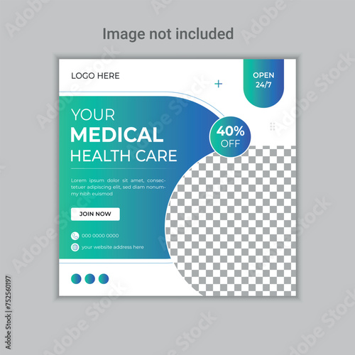 healthcare banner or square flyer with doctor theme for social media post template hospital clinic doctor and dentist marketing ads banner design template